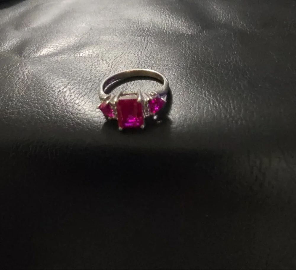 925 And Three-Stone Ruby Ring